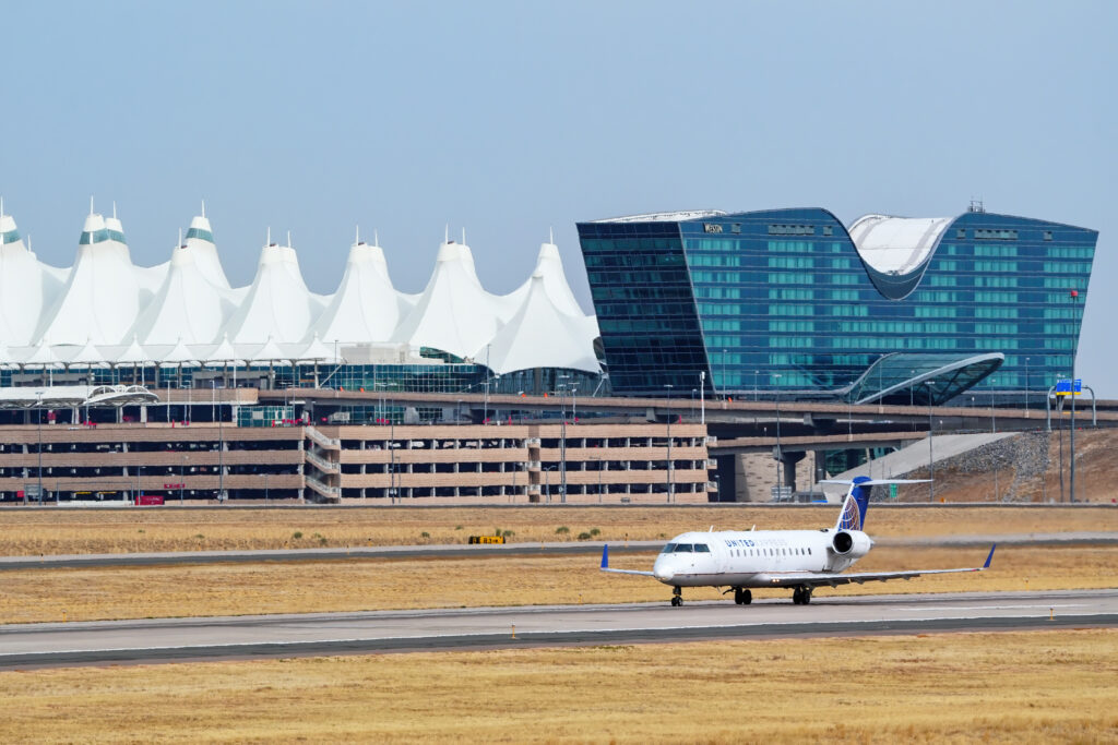 History denver, usa october 17: airplane operated by united taxis on october 17, 2020 at denver international airport, colorado. united is the third largest airline in the world.